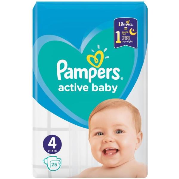 Scutece pentru Bebelusi - Pampers Active Baby, marimea 4 (9-14 kg), 25 buc