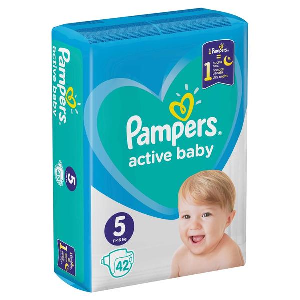 Scutece pentru Bebelusi - Pampers Active Baby, marimea 5 (11-16 kg), 42 buc