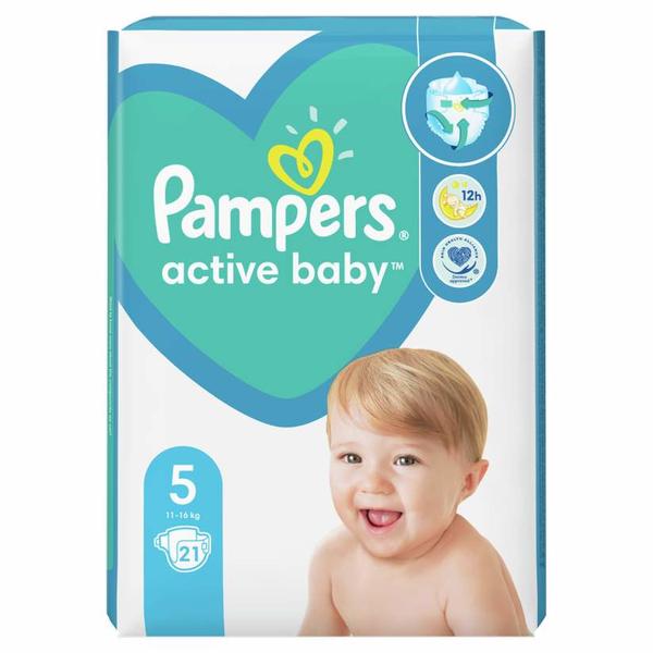 Scutece pentru Bebelusi – Pampers Active Baby, marimea 5 (11-16 kg), 21 buc
