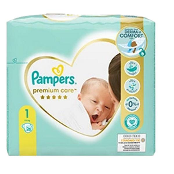 Scutece pentru Nou-nascuti - Pampers Premium Care New Baby, marimea 1 (2-5 kg), 26 buc