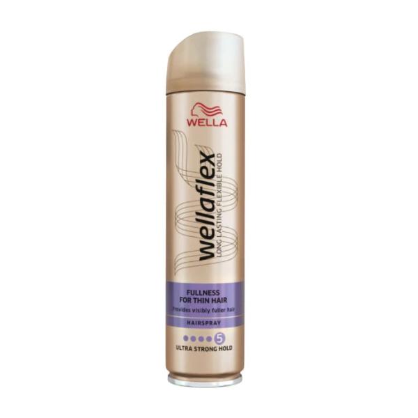 Fixativ pentru Par Subtire cu Fixare Ultra Puternica – Wella Wellaflex Hairspray Fullness Ultra Strong Hold, 250 ml 250