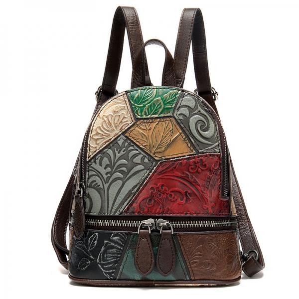 Rucsac dama divya gt1046, piele naturala, multicolor