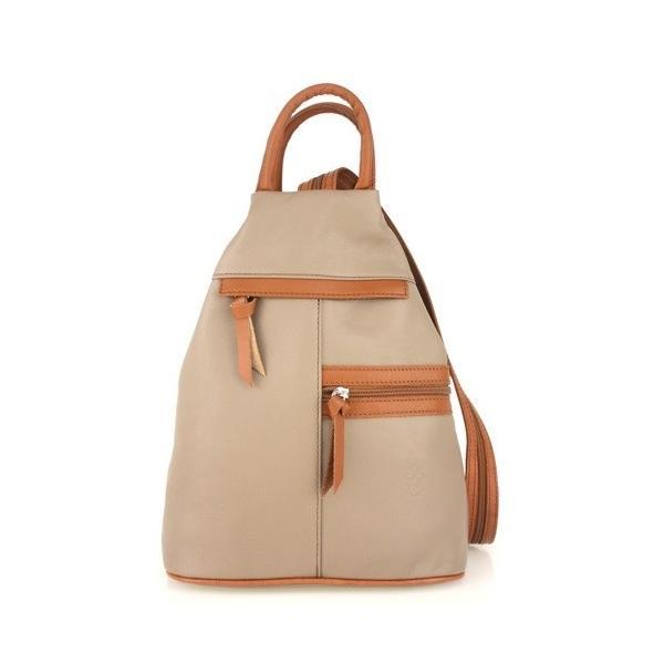 Rucsac dama stacia gt1109, piele naturala, taupe - cognac