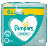 Servetele Umede pentru Pielea Sensibila a Bebelusilor - Pampers Sensitive, 6x 80 buc