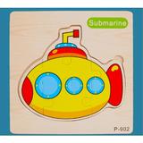 Puzzle Incastru din lemn - Submarin, 7Toys