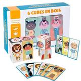 Set 6 cuburi puzzle din lemn Meserii, 7Toys