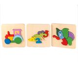 Set 3 Puzzle din lemn, animalute, 7Toys