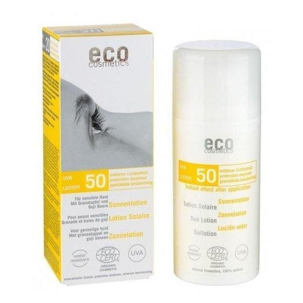 Lotiune fluida de protectie solara FPS 50 cu goji si rodie, Eco Cosmetics, 100 ml Eco Cosmetics