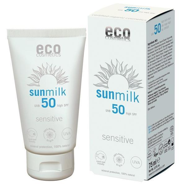 Lapte pentru piele sensibila cu ulei de zmeura SPF 50, Eco Cosmetics, 75 ml esteto