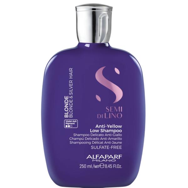 Sampon pentru Neutralizarea Tonurilor de Galben - Alfaparf Milano Semi di Lino Anti-Yellow Low Shampoo, 250 ml