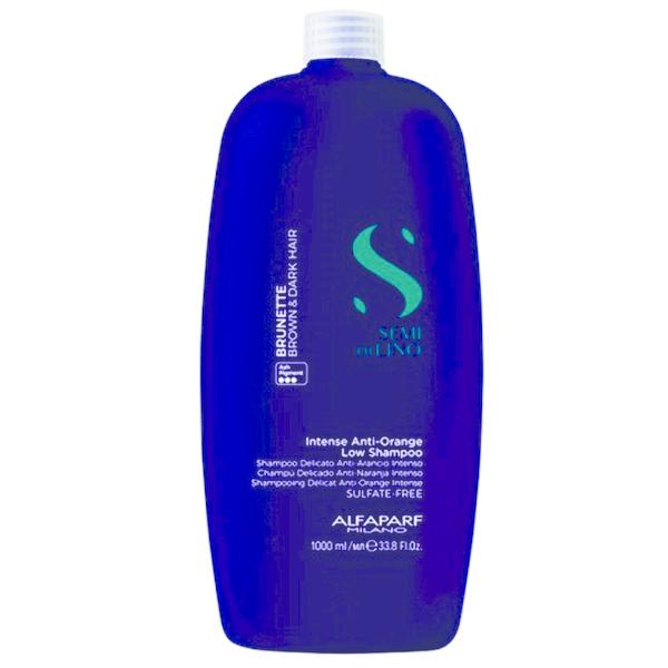 Sampon pentru Neutralizarea Tonurilor de Portocaliu pentru Par Brunet si Castaniu - Alfaparf Milano Semi di Lino Intense Anti-Orange Low Shampoo, 1000 ml