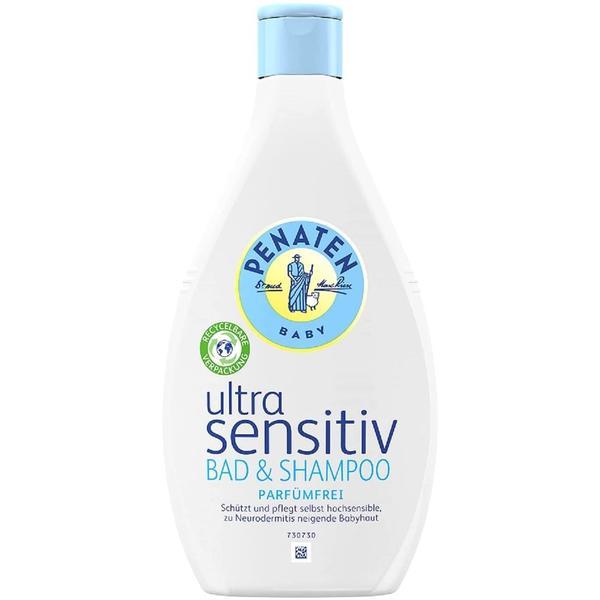 Sampon si gel de dus 2in1, fara parfum, pentru spalat delicat, Penaten Ultra Sensitiv Bath & Shampoo, 400ml