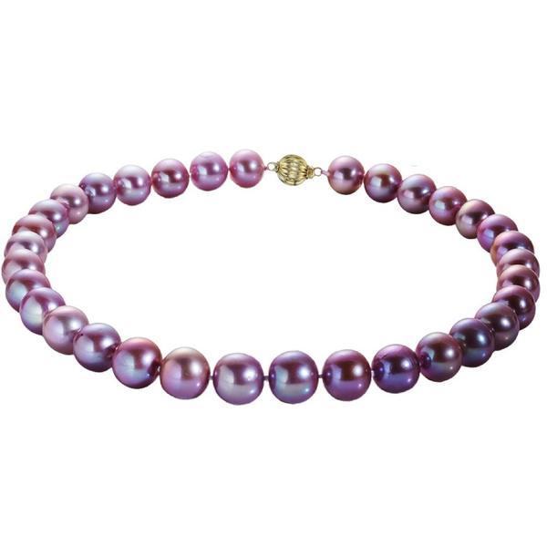 Colier kaskadda cu perle naturale edison lavanda, calitate premium aaa, perle rare gigant de 11,5 – 13 mm si aur galben de 14k