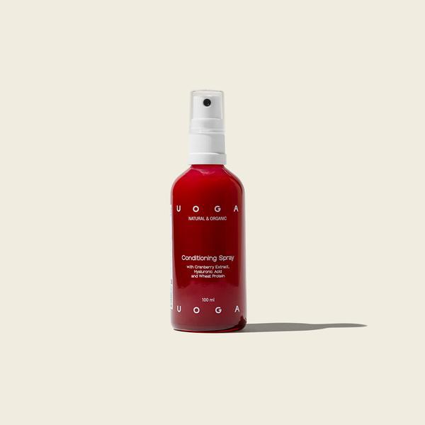 Balsam spray pentru par bio, vegan, cu acid hialuronic, proteina de grau si extract de merisoare, Uoga Uoga, 100ml