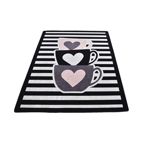 Covor bucatarie cups heart djt, 80 x 120 cm, negru-crem