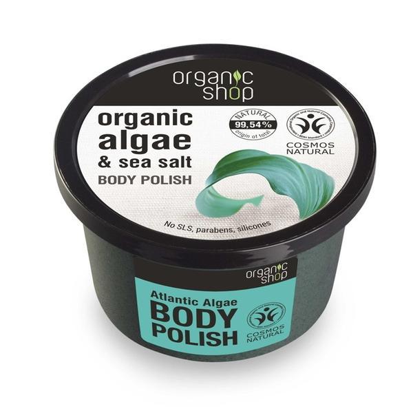 Exfoliant de corp polish cu sare marina si alge Atlantic Algae, Organic Shop, 250ml esteto.ro