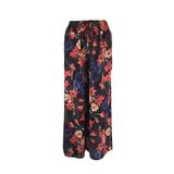 Fusta-pantalon, Univers Fashion, albastru cu imprimeu floral rosu, 2 buzunare, S