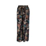 Fusta-pantalon, Univers Fashion, 2 buzunare, negru cu imprimeu floral verde, M