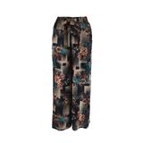 Fusta-pantalon, Univers Fashion, 2 buzunare, negru cu imprimeu floral verde, M