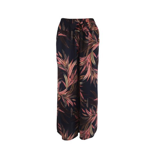 Fusta-pantalon, univers fashion, 2 buzunare, albastru cu imprimeu floral rosu, s