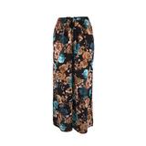 Fusta-pantalon, Univers Fashion, 2 buzunare, negru cu imprimeu floral turcoaz, M