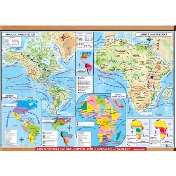 Harta de perete continentele extraeuropene, editura Carta Atlas