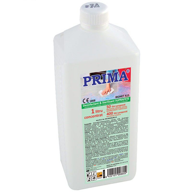 Dezinfectant Concentrat Suprafete – Prima Bionet A15 Surface Disinfectant and Cleaner 1000 ml