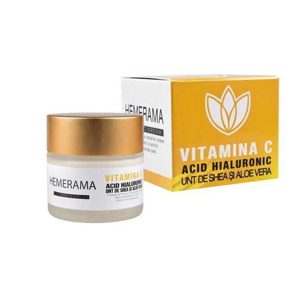 Crema de zi pentru fata cu vitamina C,Acid Hialuronic si Aloe vera-Hemerama,60 Ml esteto