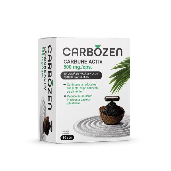 Carbozen carbune activ 500 mg/ cps din coaja de nuca de cocos rotta natura, 90 capsule