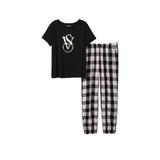 Pijama dama, Victoria's Secret, Flannel Jogger Tee-jama, Neagra, M Intl