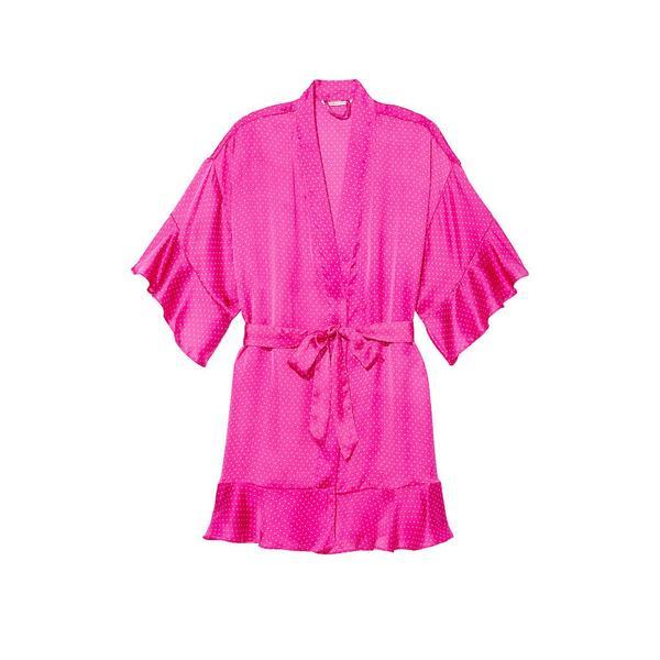 Halat dama Victoria's Secret, Satin Lace Trim Robe, Pink, M/L Intl