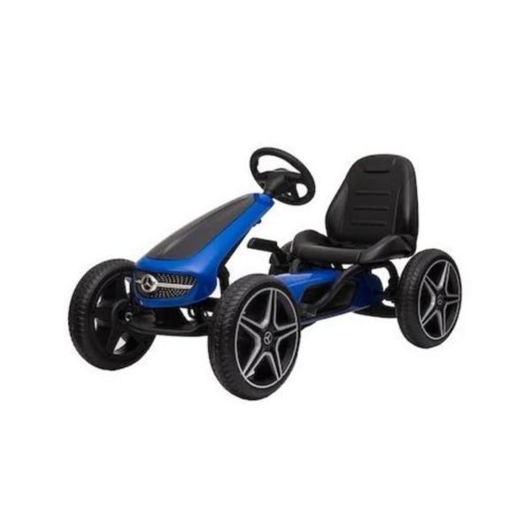 Kart Mercedes cu pedale pentru copii, roti cauciuc Eva, albastru