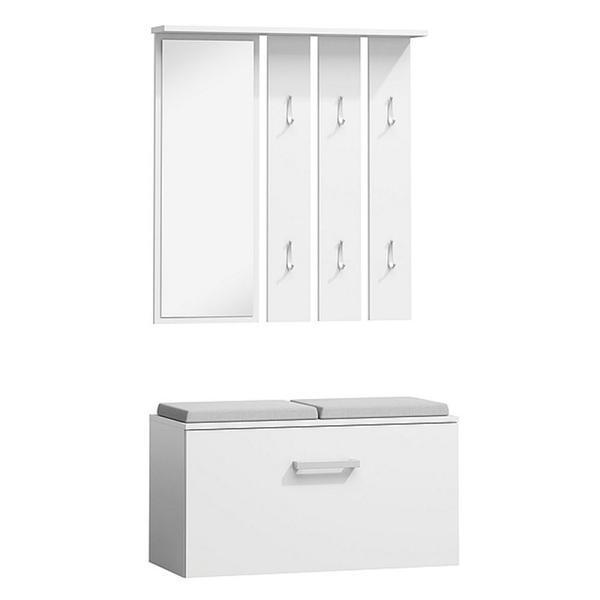 Set mobilier hol cu oglinda sl p001 alb, 89x40x180 cm