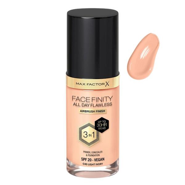 Fond de Ten 3 in 1 - Max Factor Facefinity All Day Flawless Airbrush Finish 3 in1 SPF 20 Vegan, nuanta C40 Light Ivory, 30 ml