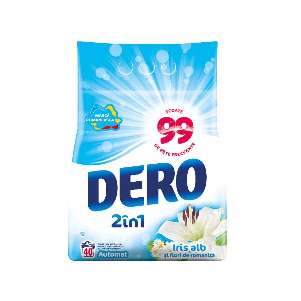 Detergent automat pudra cu parfum de iris alb si flori de romanita dero 2 in 1, 4000g