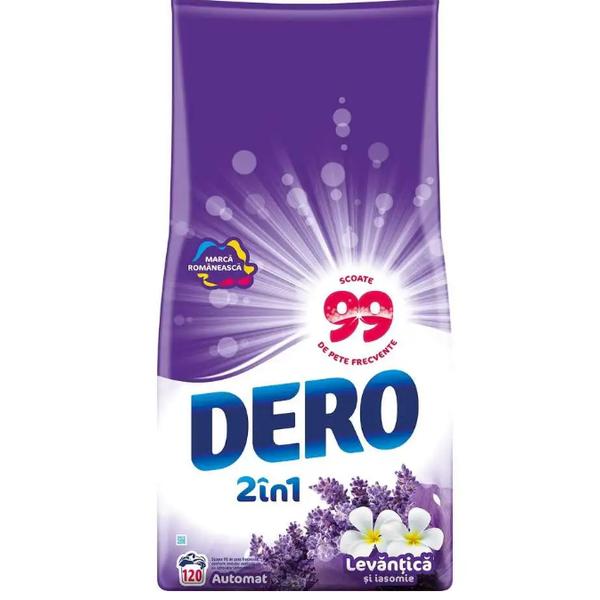 Detergent automat pudra cu parfum de lavantica si iasomie dero 2 in 1, 12kg