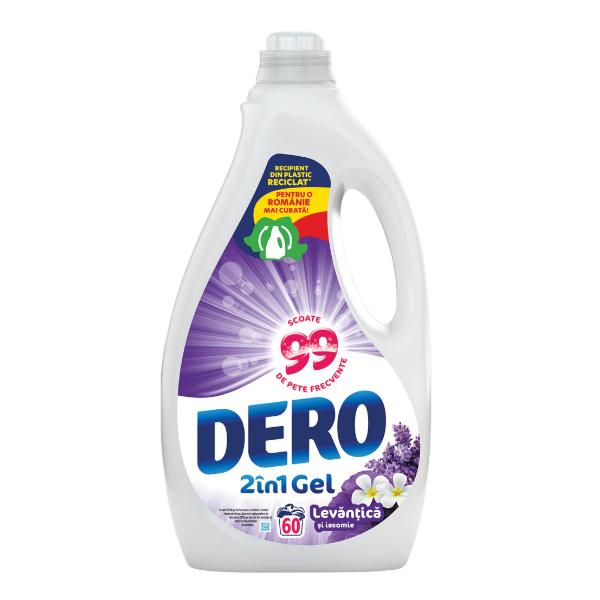 Detergent Lichid cu Parfum de Levantica si Iasomie Dero 2 in 1 Gel, 3000ml