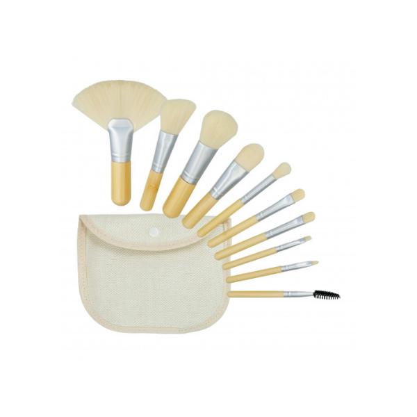 Set 10 Pensule Albe pentru Machiaj Travel Size – Mimo Makeup Brush Bamboo White, 10 buc ALBE