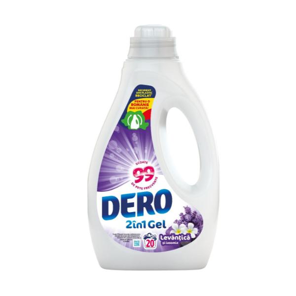 Detergent Lichid cu Parfum de Levantica si Iasomie Dero 2 in 1 Gel, 1000 ml