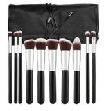 Set 10 Pensule Negre Kabuki pentru Machiaj - Mimo Makeup Brush Kabuki Black, 10 buc