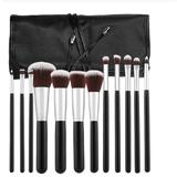 Set 12 Pensule Negre Kabuki pentru Machiaj - Mimo Makeup Brush Kabuki Black, 12 buc