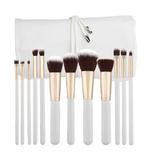 Set 12 Pensule Albe Kabuki pentru Machiaj - Mimo Makeup Brush Kabuki White, 12 buc