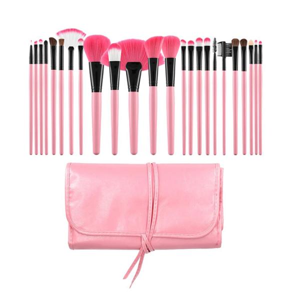 Set 24 Pensule Roz pentru Machiaj - Mimo Makeup Brush Pink, 24 buc