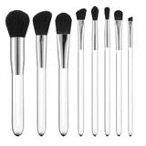 Set 8 Pensule cu Maner Transparent pentru Machiaj - Mimo Makeup Brush Transparent, 8 buc