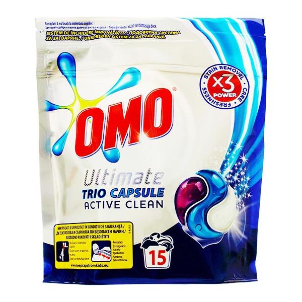 Detergent Capsule - Omo Ultimate Trio Capsule Active Clean, 15 buc