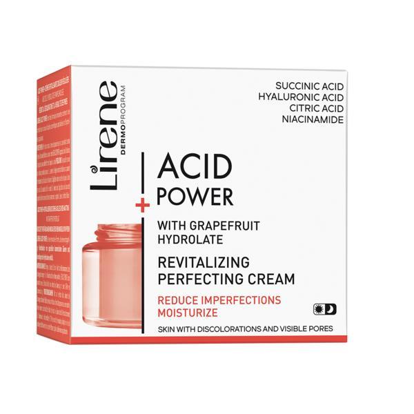 Crema revitalizanta pentru uniformizarea nuantei tenului, Lirene Acid Power cu hidrolat din grapefruit, 50ml