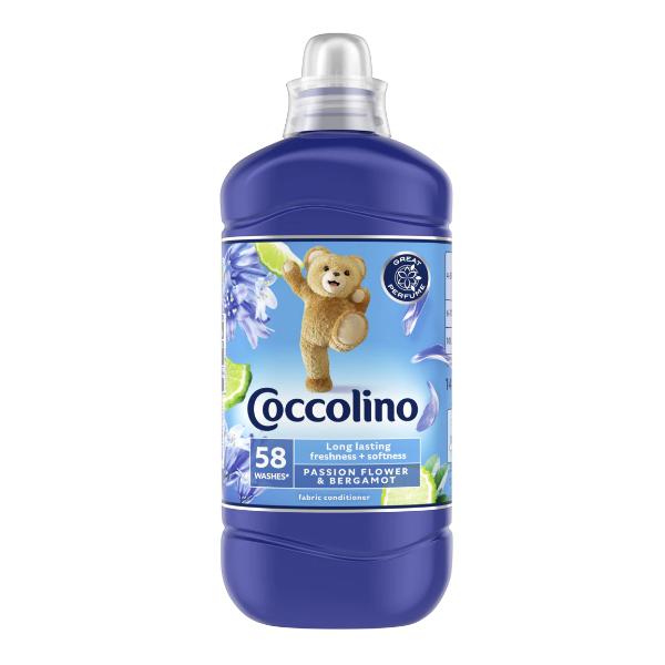 Balsam de rufe cu parfum indelungat de floarea pasiunii si bergamota - coccolino long lasting freshness + softness passion flower   bergamot fabric conditioner, 1450ml