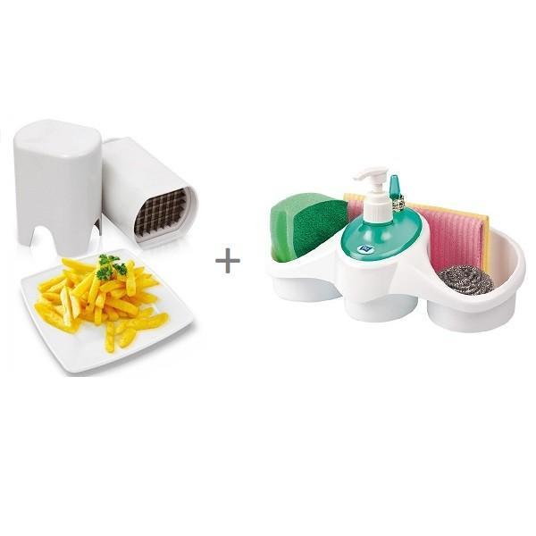 Feliator de cartofi si legume + dispenser detergent de vase cu suport pentru burete