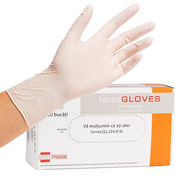 Manusi de examinare din latex, nepudrate, farmagloves, marimea l, 100buc