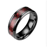 inel negru cu forme de culoare rosie marimea 9
